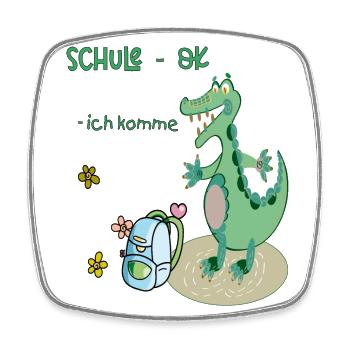 Schule Einschulung Krokodil - Viereckiger Kühlschrankmagnet - Weiß - Vorne