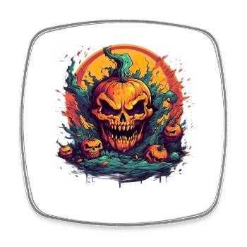 Bad Pumpkin Böser Kürbis Halloween - Viereckiger Kühlschrankmagnet - Weiß - Vorne