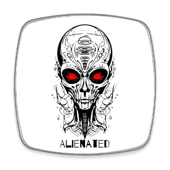 Entfremdetes Alien Gesicht - Viereckiger Kühlschrankmagnet - Weiß - Vorne