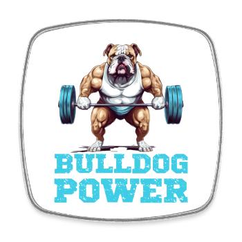 Bulldog Power Fitness Hund Bulldogge Gym - Viereckiger Kühlschrankmagnet - Weiß - Vorne