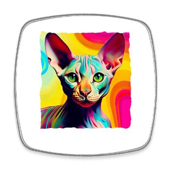 Coole Nacktkatze Pop Art - Viereckiger Kühlschrankmagnet - Weiß - Vorne