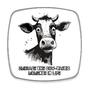 Embrace life's cow-tastic moments: Muh-Ku - Square fridge magnet - white - Front