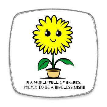 Un tournesol intemporel et non-conformiste - Magnet carré - blanc - Devant