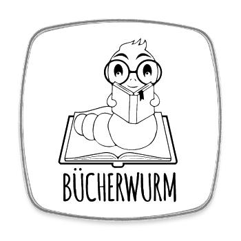 Leseratte Silhouette - Für Bücherwürmer und - Viereckiger Kühlschrankmagnet - Weiß - Vorne