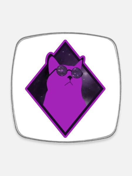 Katze Galaxy pink - Viereckiger Kühlschrankmagnet - Weiß