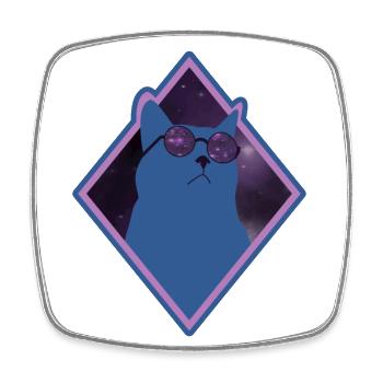 Cat Galaxy blue - Square fridge magnet - white - Front