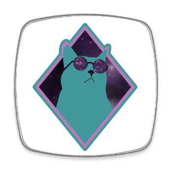 Katze Galaxy grün - Viereckiger Kühlschrankmagnet - Weiß - Vorne