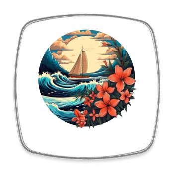Segelschiff Segeln Orchideen Blumen Segelboot - Viereckiger Kühlschrankmagnet - Weiß - Vorne