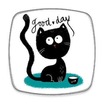 Little Black Kitten - Square fridge magnet - white - Front