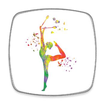 Gymnast with clubs Rhythmic gymnastics - Square fridge magnet - white - Front