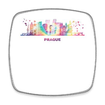 Praguer Skyline Stadtbild Prag - Viereckiger Kühlschrankmagnet - Weiß - Vorne