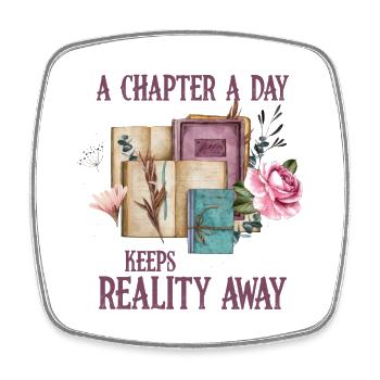 One chapter per day - Teacher reading - Square fridge magnet - white - Front