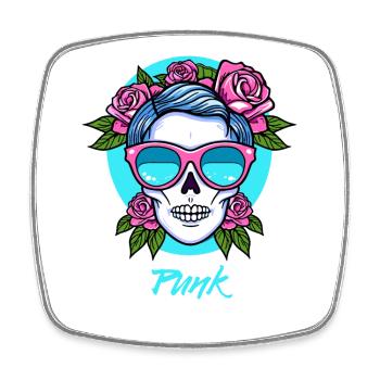 Punk Totenkopf und Rosen - Viereckiger Kühlschrankmagnet - Weiß - Vorne