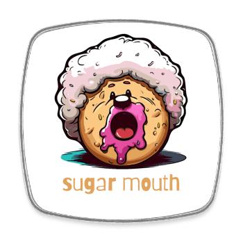 afro donut jam sugar mouth - Square fridge magnet - white - Front