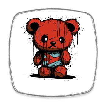 stuffed grunge toy bear - Square fridge magnet - white - Front