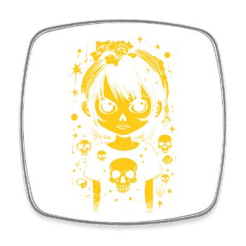 Cute angry anime girl - Square fridge magnet - white - Front