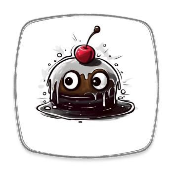 Gâteau aux cerises douces Cupcake - Magnet carré - blanc - Devant