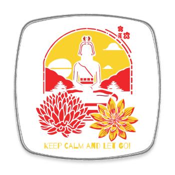 Keep calm and let go with yoga - Square fridge magnet - white - Front