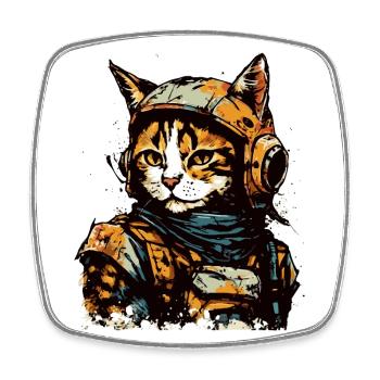 Aquarell Weltraum Piloten Katze - Viereckiger Kühlschrankmagnet - Weiß - Vorne