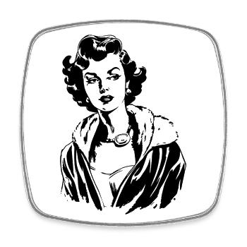 A classic woman from the 1950s - Square fridge magnet - white - Front
