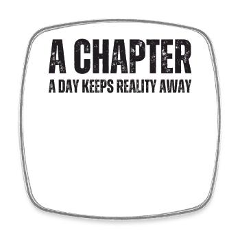 One chapter per day - Teacher reading - Square fridge magnet - white - Front