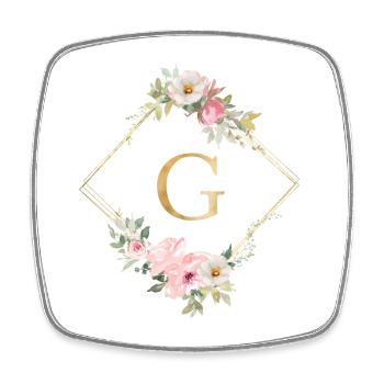 Monogramme G Pastel Floral personnalisable - Magnet carré - blanc - Devant