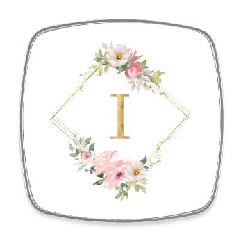 Customizable Monogram I Pastel Floral - Square fridge magnet - white - Front