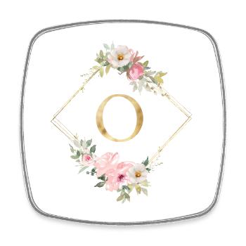 Customizable Monogram O Pastel Floral - Square fridge magnet - white - Front