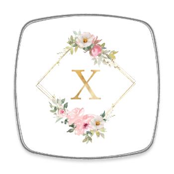 Monogramme personnalisable X Pastel Floral - Magnet carré - blanc - Devant
