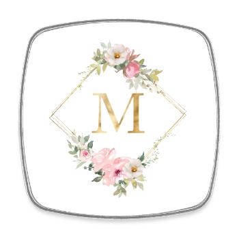 Personalisierbar Monogramm M Pastel Floral - Viereckiger Kühlschrankmagnet - Weiß - Vorne