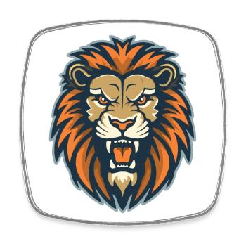 Un lion rugissant - Magnet carré - blanc - Devant