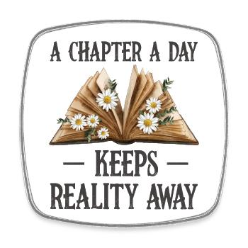 One chapter per day - Teacher reading - Square fridge magnet - white - Front