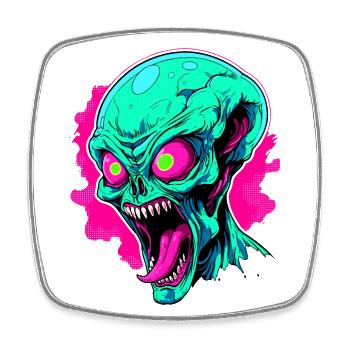 Angry Alien Invasion - Square fridge magnet - white - Front