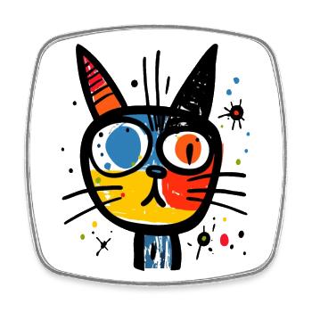 Abstrakt: Die verrückte, gewöhnliche Katze - Viereckiger Kühlschrankmagnet - Weiß - Vorne