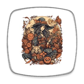 Bad Pumpkin Böser Kürbis Halloween Nostalgie - Viereckiger Kühlschrankmagnet - Weiß - Vorne