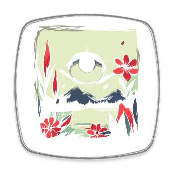 Japanese Red Sun: Eye for Nature - Square fridge magnet - white - Front