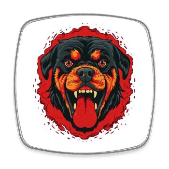 Angry Bulldog Terrier : Chien Rottweiler - Magnet carré - blanc - Devant