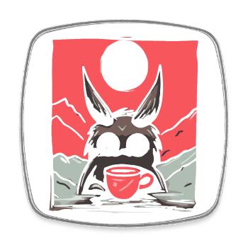 Soleil rouge japonais : un lapin de café - Magnet carré - blanc - Devant