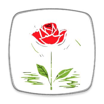 Japanische Rote Sonne: Rose - Viereckiger Kühlschrankmagnet - Weiß - Vorne