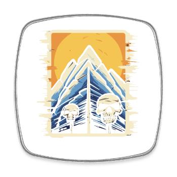 Japanese Mountains Nature: Horror Tarot Skull - Square fridge magnet - white - Front