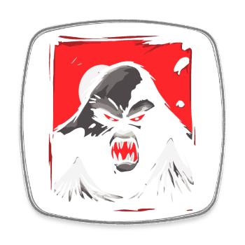Japanese Red Sun: Angry Monster Monkey - Square fridge magnet - white - Front