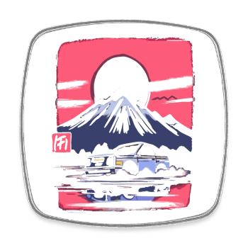 Japanese Red Sun: Mountain Car Racer - Square fridge magnet - white - Front