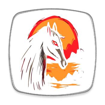 Japanese Red Sun: A Dark Horse - Square fridge magnet - white - Front