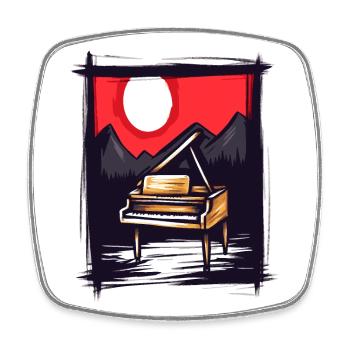 Japanese Red Sun: Nature Piano - Square fridge magnet - white - Front