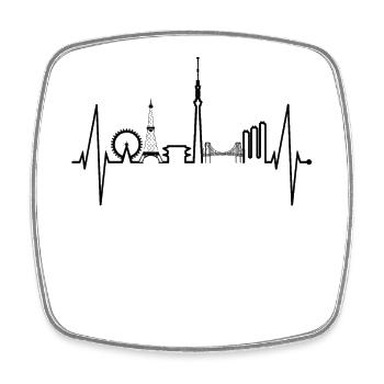 Tokyo Skyline Heartbeat Japan Heart I Love Tokyo - Square fridge magnet - white - Front