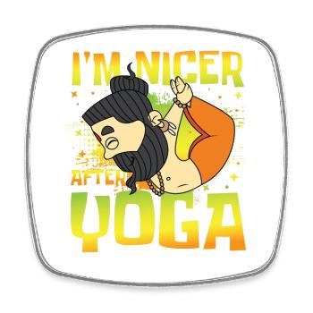 I'm Nicer After Yoga für Yoga Fan Yoga Lehrer - Viereckiger Kühlschrankmagnet - Weiß - Vorne