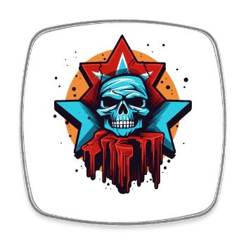 Cracking stars, dripping red and a skull - Square fridge magnet - white - Front