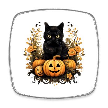 Pumpkin Katze Kürbis Halloween - Viereckiger Kühlschrankmagnet - Weiß - Vorne