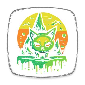 Nature, mountains and a sharp cat - Square fridge magnet - white - Front