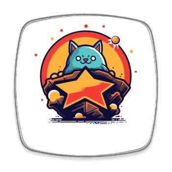 Brave and bold cat - Square fridge magnet - white - Front
